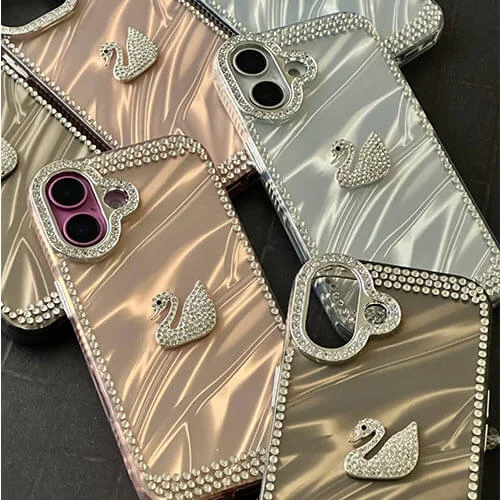 قاب آیفون نگین دار قو سواروسکی swan case