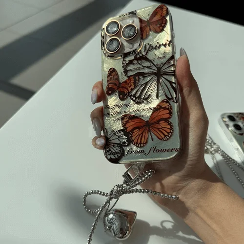 قاب آیفون golden butterfly با آویز قلبی