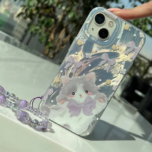 قاب آیفون پیشی پاپیونی با آویز ست