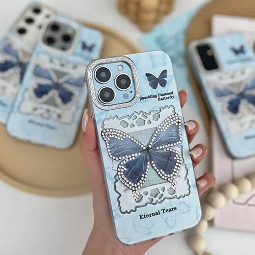 قاب آیفون پروانه Diamond دارای نگین برجسته