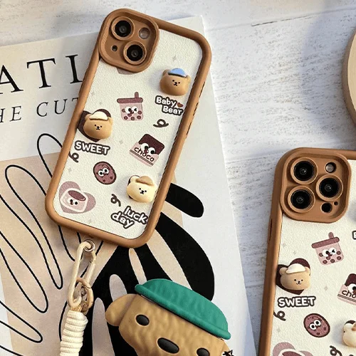 قاب آیفون Choco Bear با بند هدیه