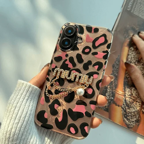 قاب آیفون لوکس پلنگی miumiu نگیندار